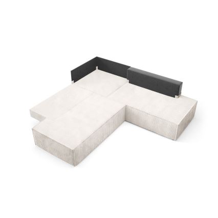 L-shaped folding corner lounge suite with a storage space TERAMO right beige