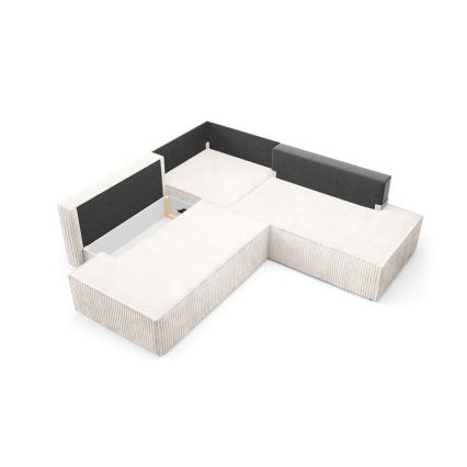 L-shaped folding corner lounge suite with a storage space TERAMO right beige