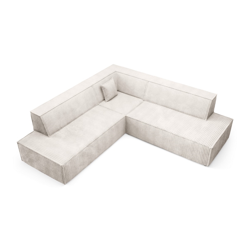 L-shaped folding corner lounge suite with a storage space TERAMO right beige