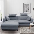 L-shaped HORTA left-hand corner sofa bed with storage, dark gray