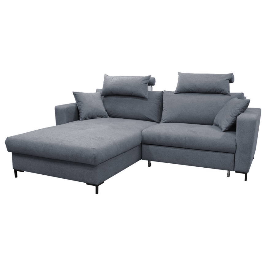 L-shaped HORTA left-hand corner sofa bed with storage, dark gray