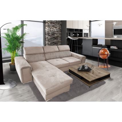 L-shaped universal corner folding lounge suite with a storage space SALVADA beige