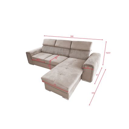 L-shaped universal corner folding lounge suite with a storage space SALVADA beige