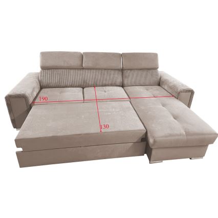 L-shaped universal corner folding lounge suite with a storage space SALVADA beige