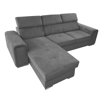 L-shaped universal corner folding lounge suite with a storage space SALVADA dark grey