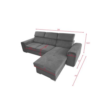 L-shaped universal corner folding lounge suite with a storage space SALVADA dark grey