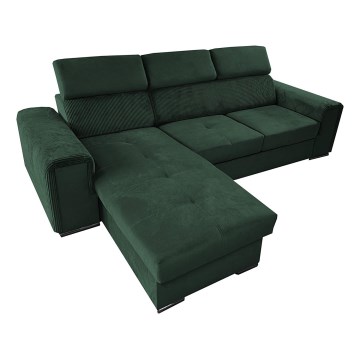 L-shaped universal corner folding lounge suite with a storage space SALVADA green