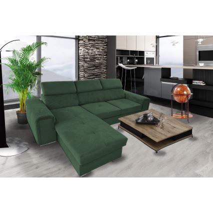 L-shaped universal corner folding lounge suite with a storage space SALVADA green