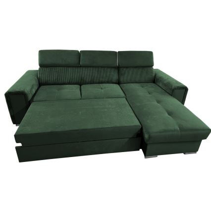 L-shaped universal corner folding lounge suite with a storage space SALVADA green