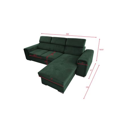 L-shaped universal corner folding lounge suite with a storage space SALVADA green