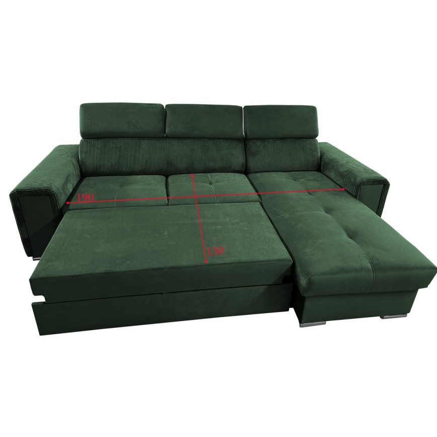 L-shaped universal corner folding lounge suite with a storage space SALVADA green