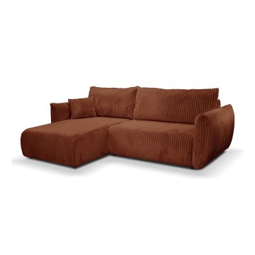 L-shaped universal folding corner lounge suite with a storage space FRIDA brown