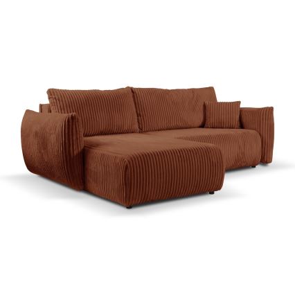 L-shaped universal folding corner lounge suite with a storage space FRIDA brown