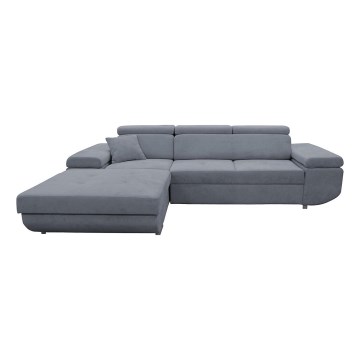 L-shaped upholstered folding corner lounge suite CASTELO left dark grey