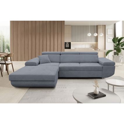 L-shaped upholstered folding corner lounge suite CASTELO left dark grey