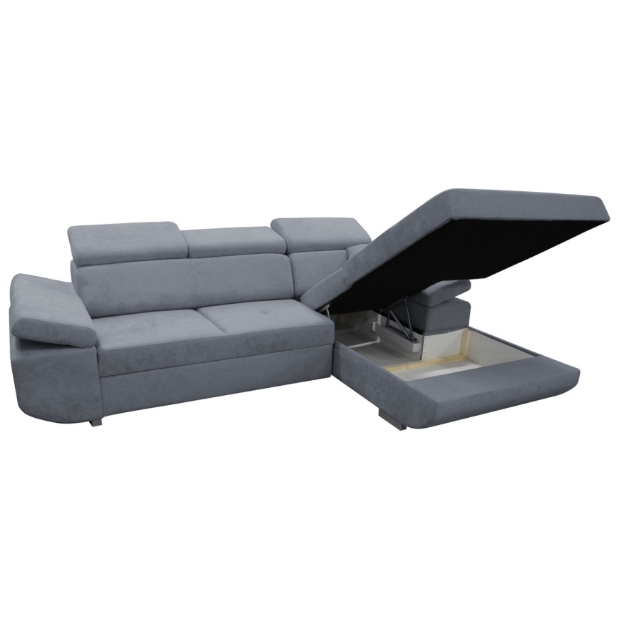 L-shaped upholstered folding corner lounge suite CASTELO left dark grey