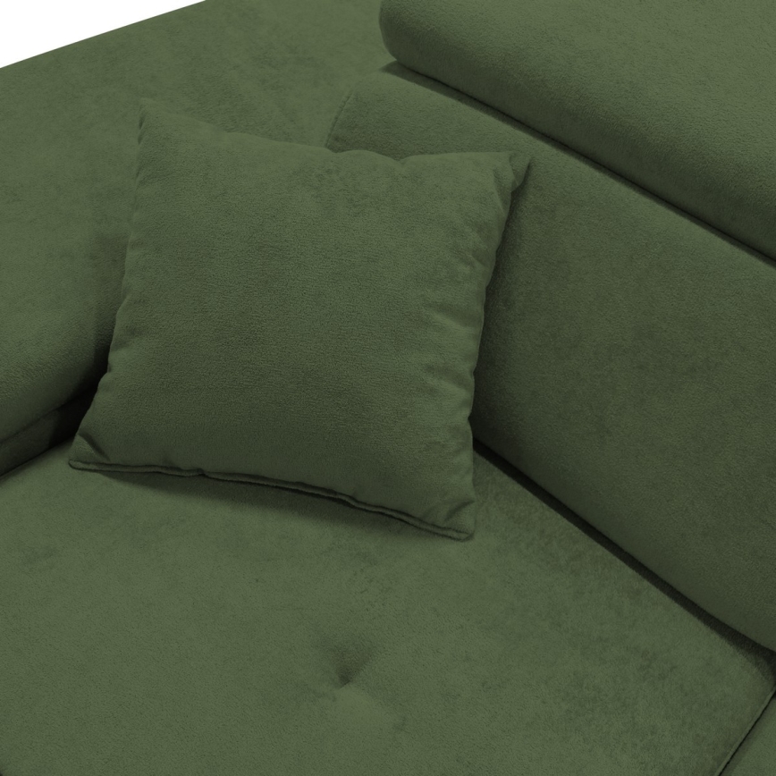 L-shaped upholstered folding corner lounge suite CASTELO left green