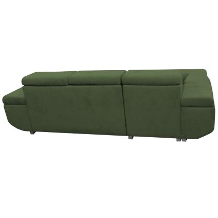 L-shaped upholstered folding corner lounge suite CASTELO left green