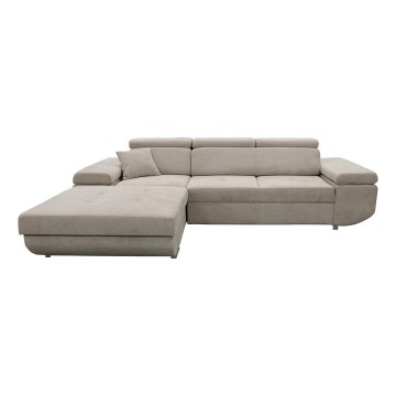 L-shaped upholstered folding corner lounge suite CASTELO left grey