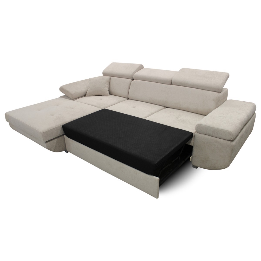 L-shaped upholstered folding corner lounge suite CASTELO left grey
