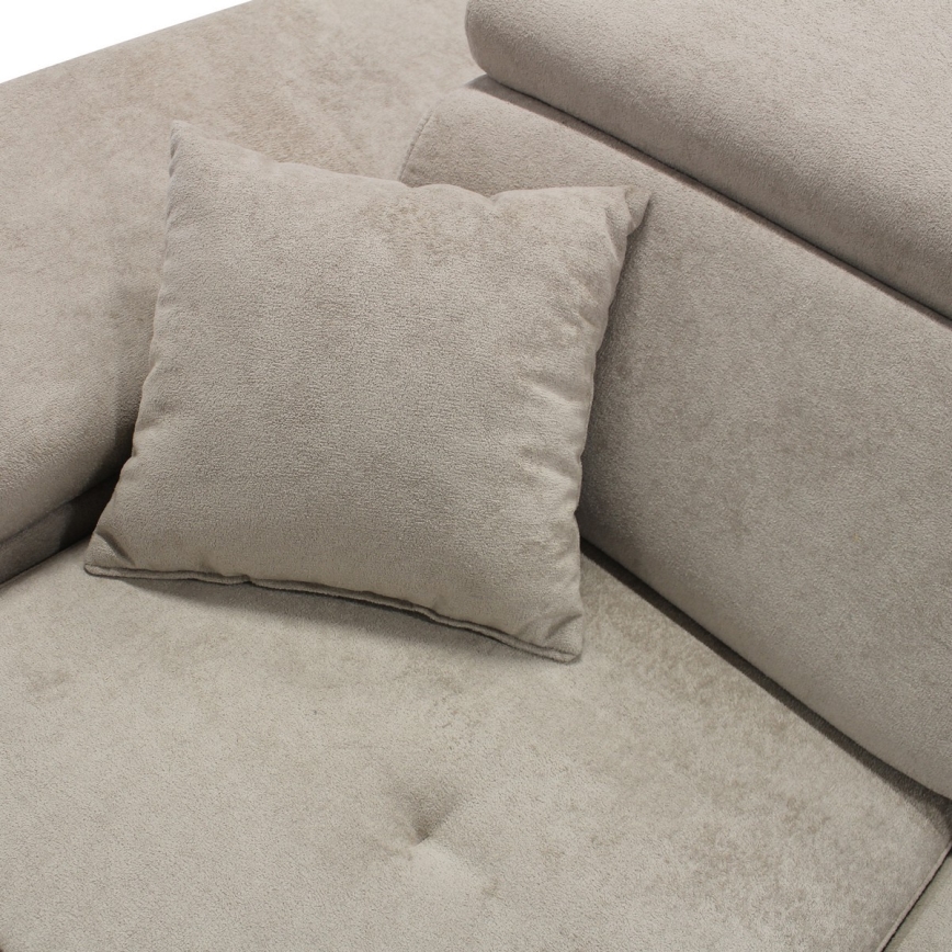 L-shaped upholstered folding corner lounge suite CASTELO left grey