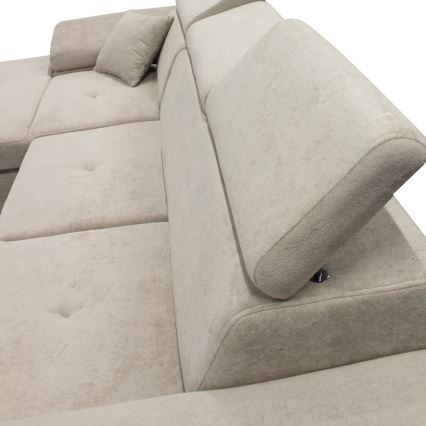 L-shaped upholstered folding corner lounge suite CASTELO left grey