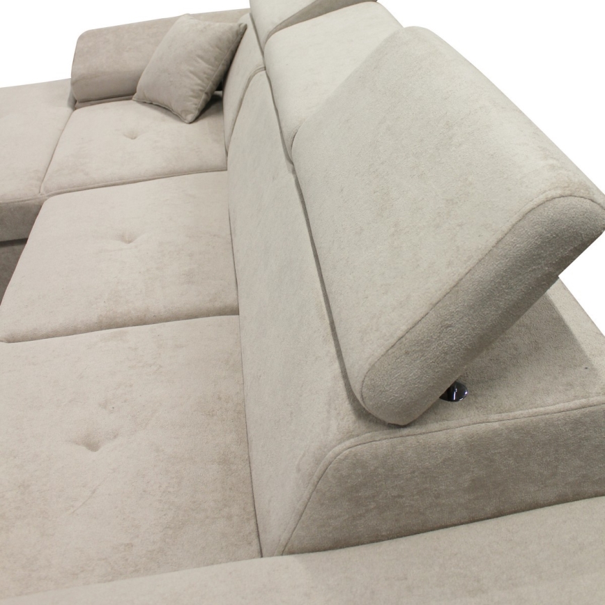 L-shaped upholstered folding corner lounge suite CASTELO left grey