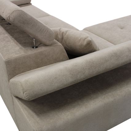 L-shaped upholstered folding corner lounge suite CASTELO left grey