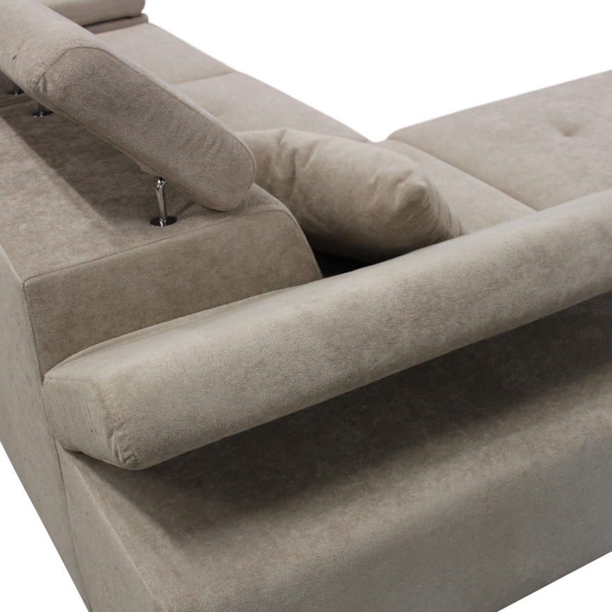 L-shaped upholstered folding corner lounge suite CASTELO left grey