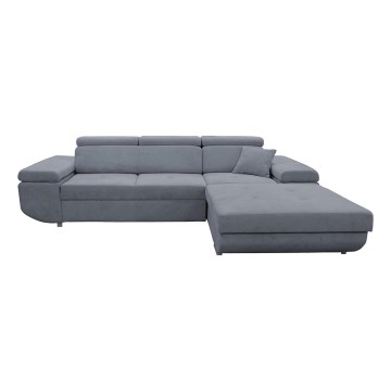 L-shaped upholstered folding corner lounge suite CASTELO right dark grey
