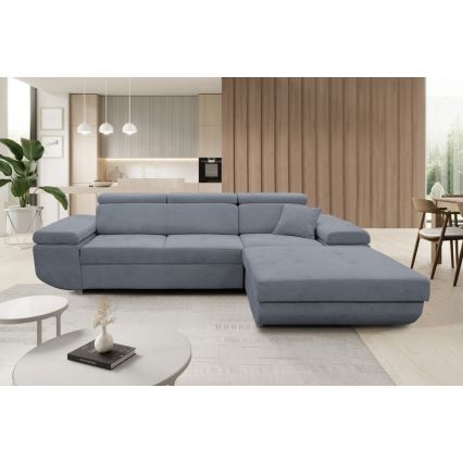 L-shaped upholstered folding corner lounge suite CASTELO right dark grey