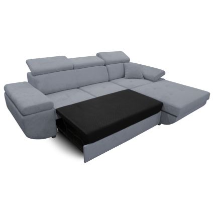 L-shaped upholstered folding corner lounge suite CASTELO right dark grey
