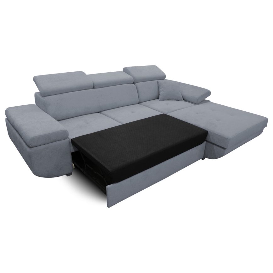 L-shaped upholstered folding corner lounge suite CASTELO right dark grey