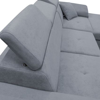 L-shaped upholstered folding corner lounge suite CASTELO right dark grey
