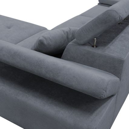 L-shaped upholstered folding corner lounge suite CASTELO right dark grey