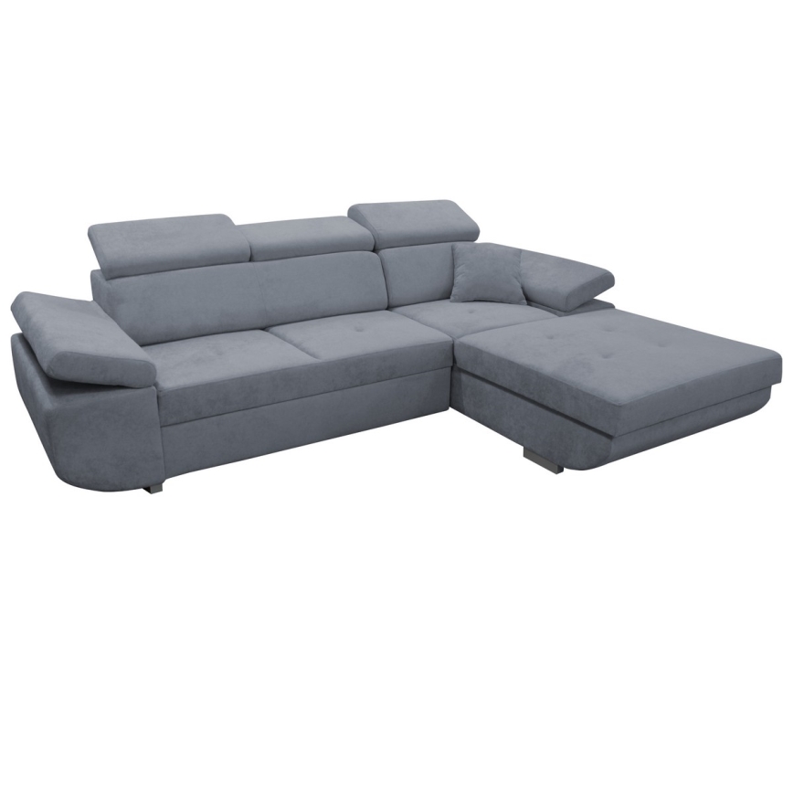 L-shaped upholstered folding corner lounge suite CASTELO right dark grey