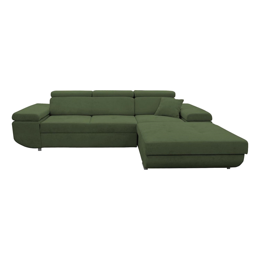 L-shaped upholstered folding corner lounge suite CASTELO right green