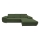L-shaped upholstered folding corner lounge suite CASTELO right green
