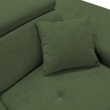 L-shaped upholstered folding corner lounge suite CASTELO right green