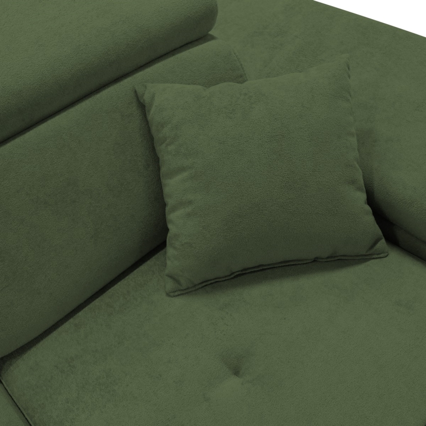 L-shaped upholstered folding corner lounge suite CASTELO right green