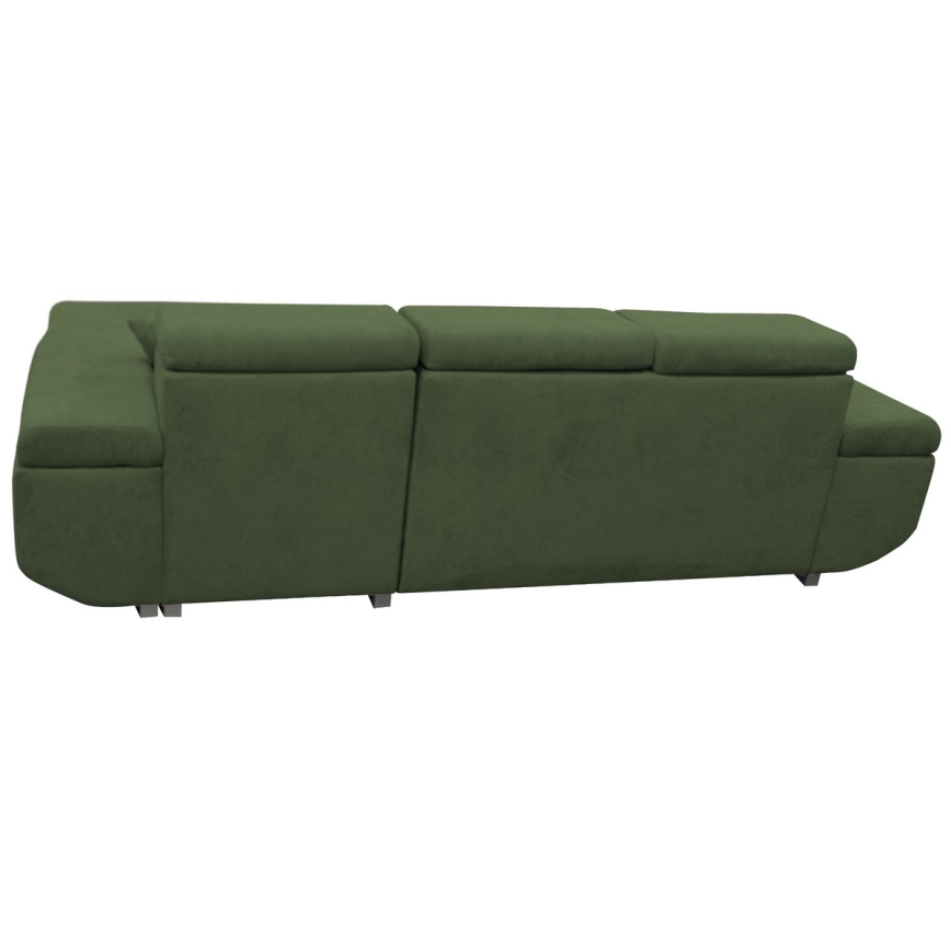 L-shaped upholstered folding corner lounge suite CASTELO right green