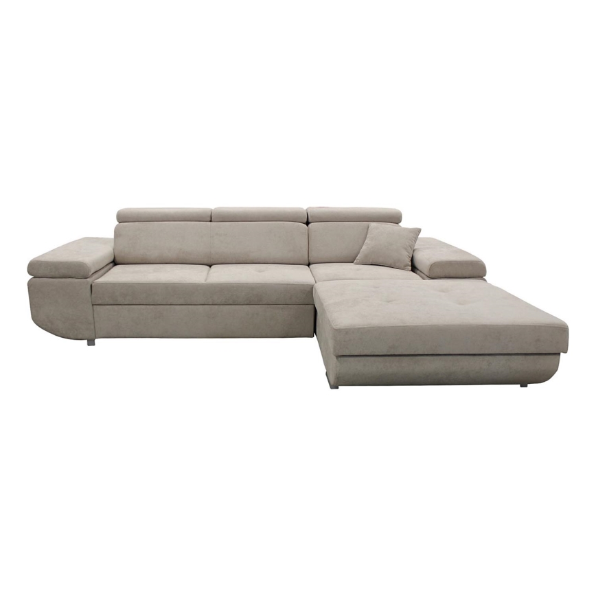 L-shaped upholstered folding corner lounge suite CASTELO right grey