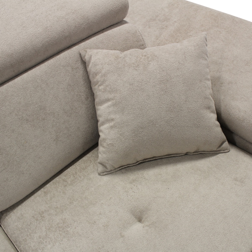 L-shaped upholstered folding corner lounge suite CASTELO right grey
