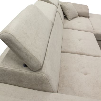 L-shaped upholstered folding corner lounge suite CASTELO right grey
