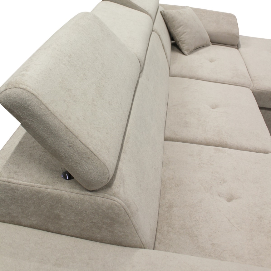 L-shaped upholstered folding corner lounge suite CASTELO right grey