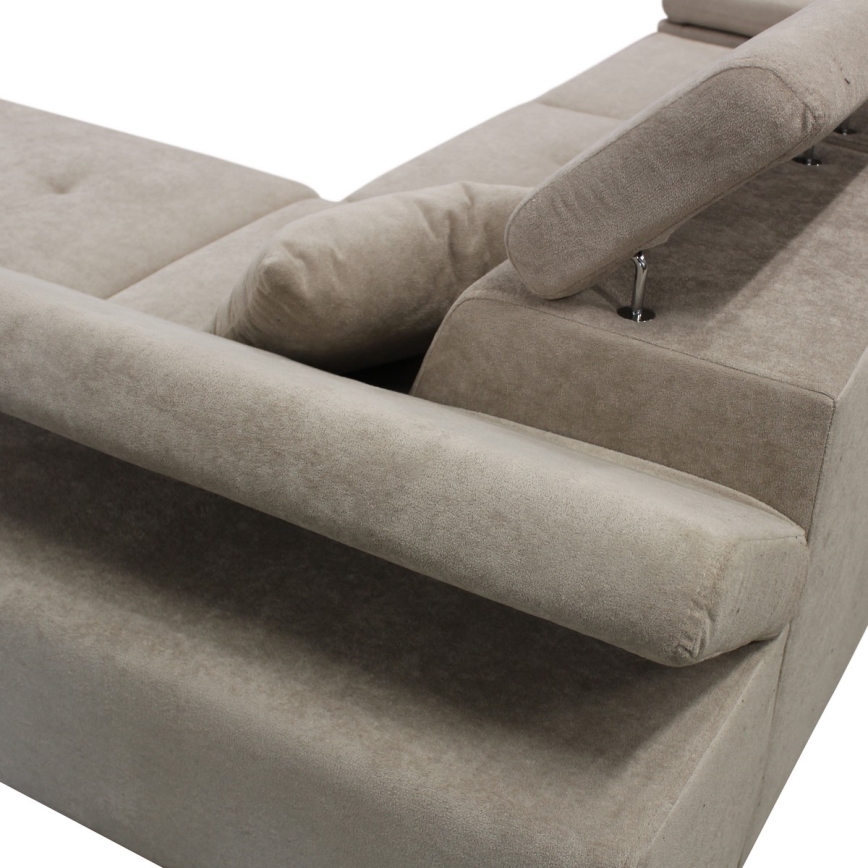 L-shaped upholstered folding corner lounge suite CASTELO right grey
