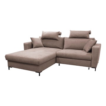 L-shaped upholstered folding corner lounge suite HORTA left brown