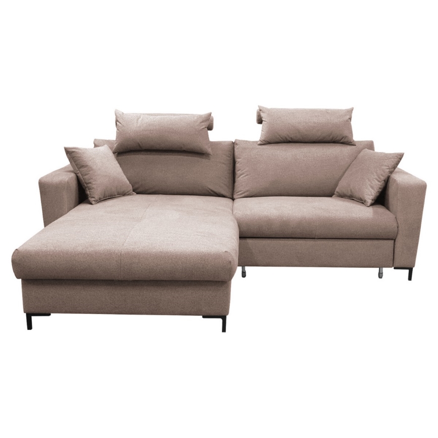 L-shaped upholstered folding corner lounge suite HORTA left brown