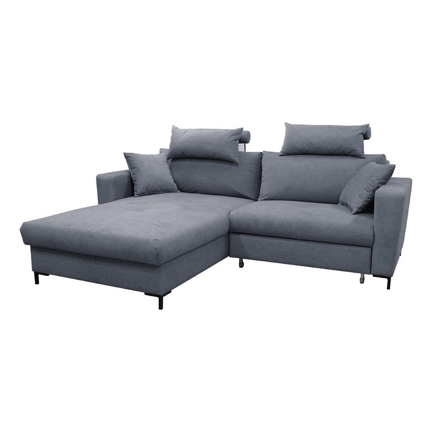 L-shaped upholstered folding corner lounge suite HORTA left dark grey