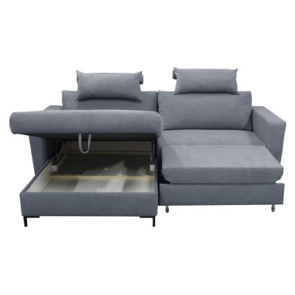L-shaped upholstered folding corner lounge suite HORTA left dark grey